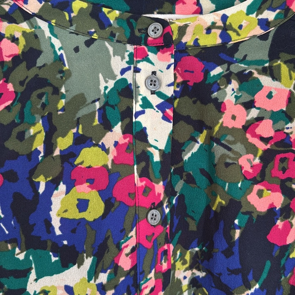 J.Crew Floral Multi-Color Long-Sleeve Blouse Size Medium - Picture 6 of 8